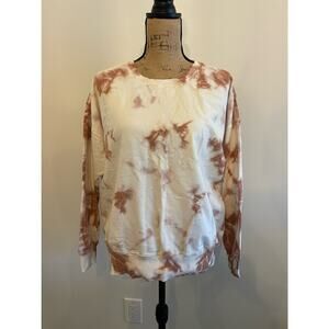 Ar-33 Womens Pullover Sweatshirt White & Pink Tie Dye Long Sleeve Size Medium